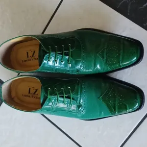 Henley Genuine Leather Green Oxford Style Dress Shoes
