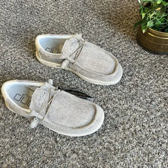 Hey Dude Men's Wally Woven Casual Loafer Shoes 110390500 Beige Fabric US 8