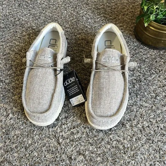 Hey Dude Men's Wally Woven Casual Loafer Shoes 110390500 Beige Fabric US 8