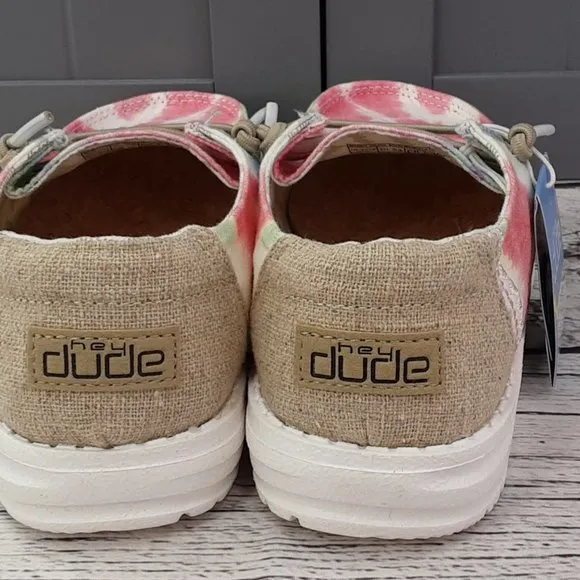 HEY DUDE 'WENDY BOHO MANDALA' TIE-DYE LACE TRIM YOUTH MOCCASIN SHOE SIZE 1