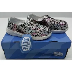 HEY DUDE WENDY Y Multicolor Leopard Casual Slip On Shoes YT1 big kids size 1