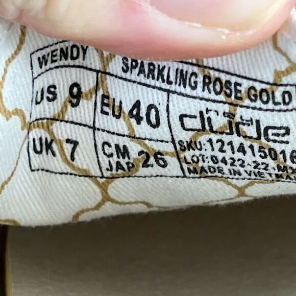 Hey Dude Women's Shoe Size US 9 Wendy Sparkling Rose Gold Slip On Casual Shoes