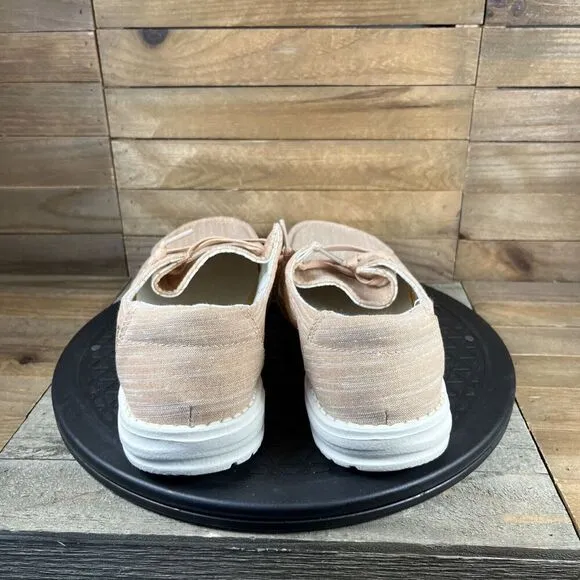 Hey Dude Women's Shoe Size US 9 Wendy Sparkling Rose Gold Slip On Casual Shoes