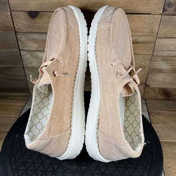 Hey Dude Women's Shoe Size US 9 Wendy Sparkling Rose Gold Slip On Casual Shoes