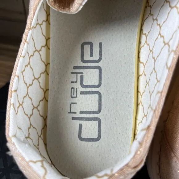 Hey Dude Women's Shoe Size US 9 Wendy Sparkling Rose Gold Slip On Casual Shoes