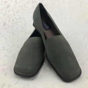 Hillard &amp; Hanson Casual Gray Leather Square-Toe Slip-On Shoes Size 5½M NWOT