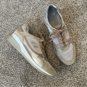 HOGAN Beige Suede Sneakers With Metallic Accents Women’s Size 39