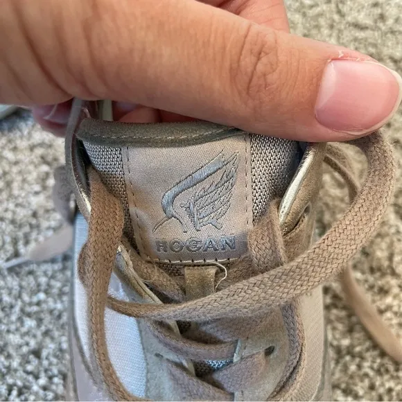 HOGAN Beige Suede Sneakers With Metallic Accents Women’s Size 39