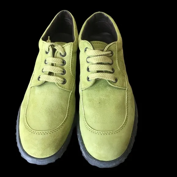 Hogan suede casual lace up green sneakers size 37