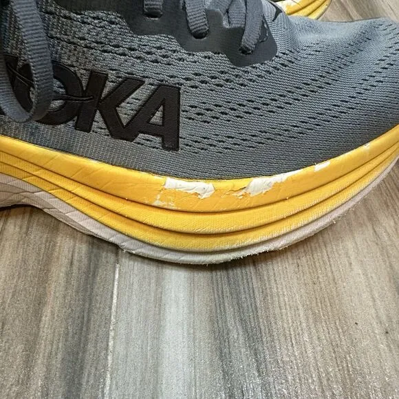 Hoka One One Bondi 8 Running Shoes Men’s 9.5D Blue Yellow White 1123202 Casual