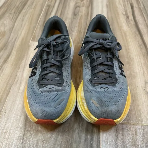 Hoka One One Bondi 8 Running Shoes Men’s 9.5D Blue Yellow White 1123202 Casual
