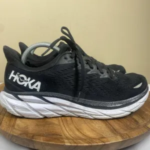 Hoka One One Clifton 8 Mens Black And White Size 10 D Athletic Running Shoes