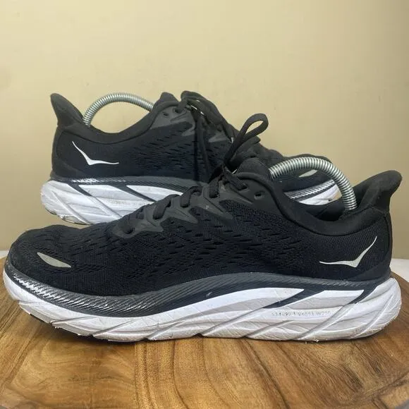 Hoka One One Clifton 8 Mens Black And White Size 10 D Athletic Running Shoes