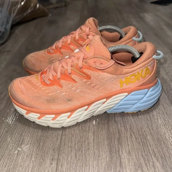Hoka One One Womens Gaviota 4 1123201 Orange Running Shoes Sneakers Size 7