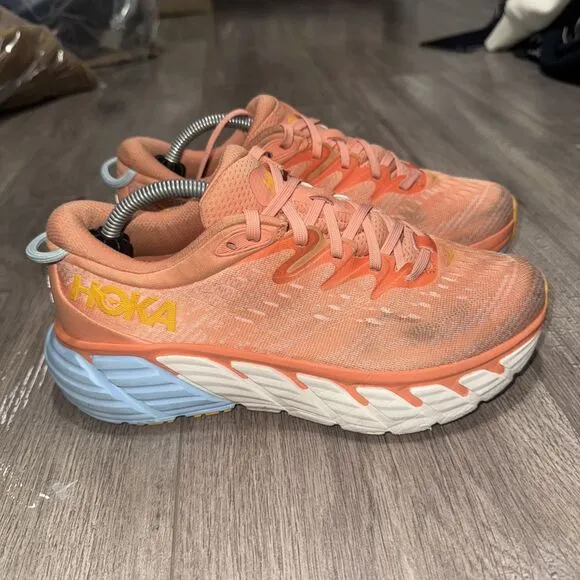 Hoka One One Womens Gaviota 4 1123201 Orange Running Shoes Sneakers Size 7