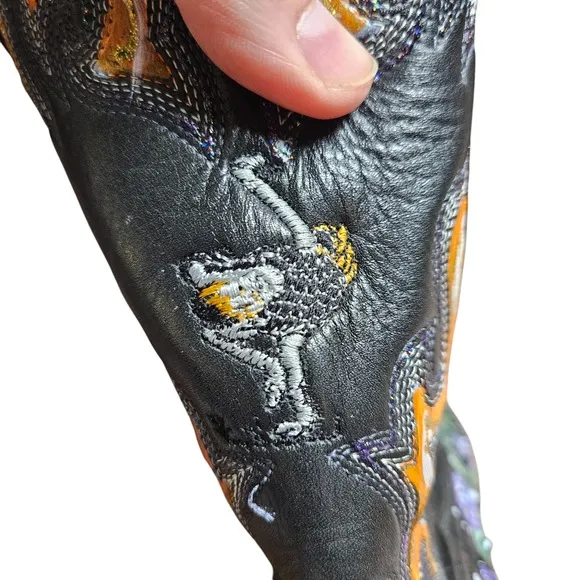 Holster Leather Western Boots Ostrich Quill Hand Painted Artisan 8.5 Cowgirl