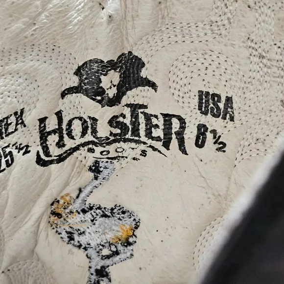 Holster Leather Western Boots Ostrich Quill Hand Painted Artisan 8.5 Cowgirl