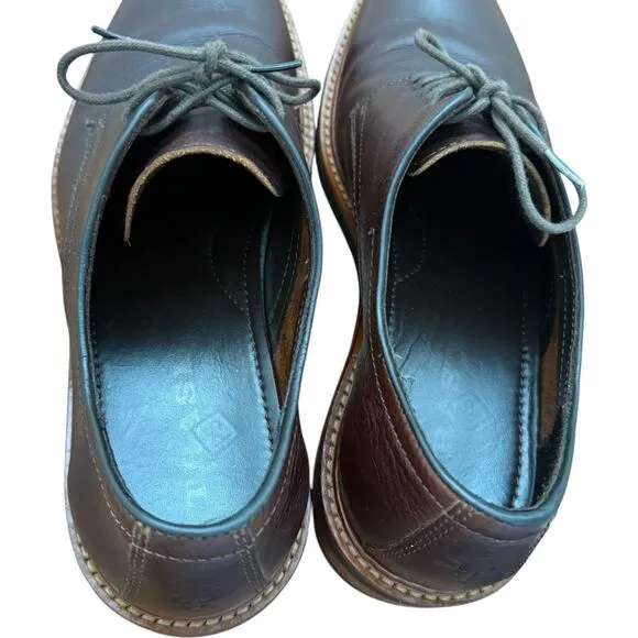 H.S. Trask Brown Bison Leather Oxford Shoes Mens Size 9.5