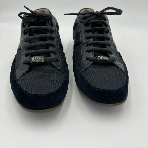 HUGO BOSS MIXED-MATERIAL TRAINERS WITH SUEDE AND FAUX LEATHER SNEAKERS