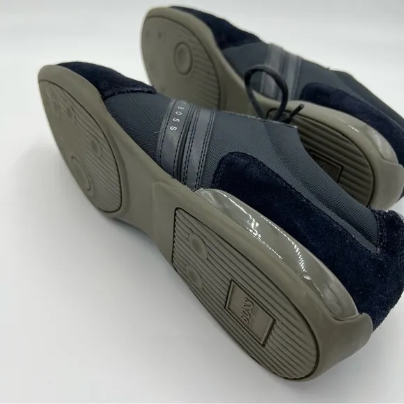 HUGO BOSS MIXED-MATERIAL TRAINERS WITH SUEDE AND FAUX LEATHER SNEAKERS