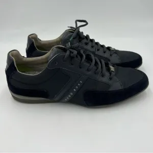 HUGO BOSS MIXED-MATERIAL TRAINERS WITH SUEDE AND FAUX LEATHER SNEAKERS