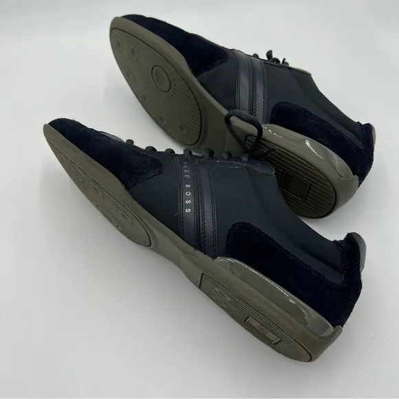 HUGO BOSS MIXED-MATERIAL TRAINERS WITH SUEDE AND FAUX LEATHER SNEAKERS