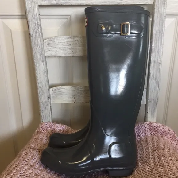 Hunter Original Gloss Tall Boots Graphite Gray