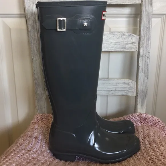Hunter Original Gloss Tall Boots Graphite Gray