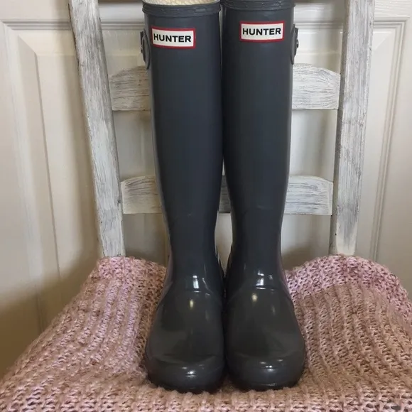 Hunter Original Gloss Tall Boots Graphite Gray
