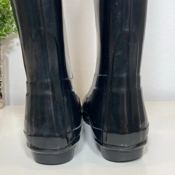 Hunter Original Tall Gloss Black Rain Boots Size 7