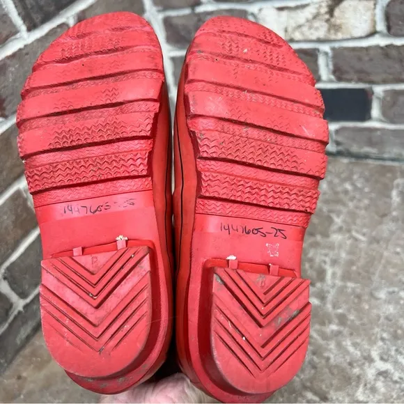 Hunter Red Stripped Tall Boots Rain Waterproof Sz 4