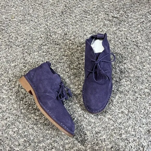 HUSH PUPPIES Suede Cyra Catelyn Lace Up Chukka Ankle Boots 7 Wide Purple New