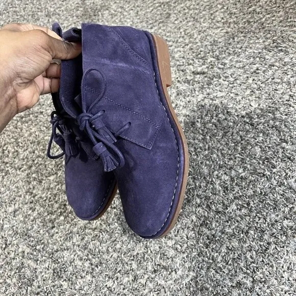 HUSH PUPPIES Suede Cyra Catelyn Lace Up Chukka Ankle Boots 7 Wide Purple New