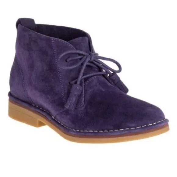 HUSH PUPPIES Suede Cyra Catelyn Lace Up Chukka Ankle Boots 7 Wide Purple New