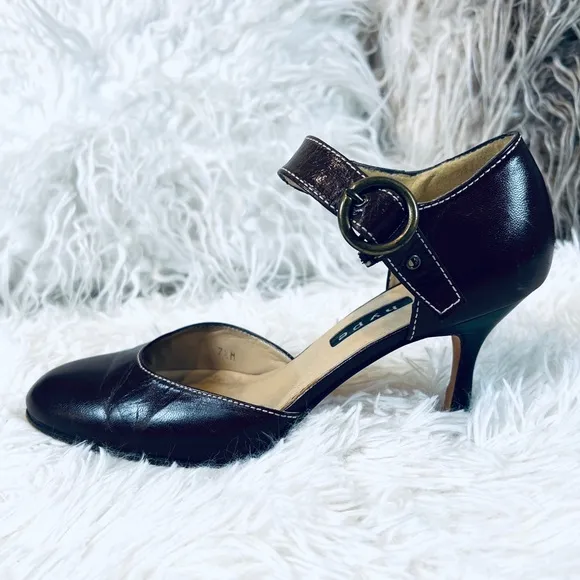 HYPE Brown Leather Mary Jane Heeled Pump Shoes