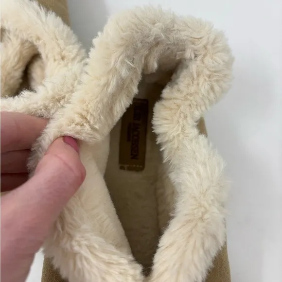 Ilse Jacobsen 9‎ Tulip 3150 Textile Women's Slip On Shoes Slippers Faux Fur Tan