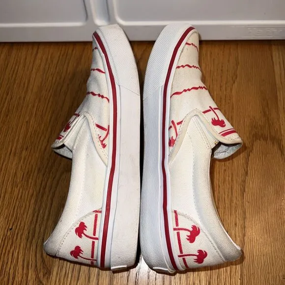 In-N-Out Burger Drink Cup‎ Shoes Sz Kids 6 Slip On Vans White/Red