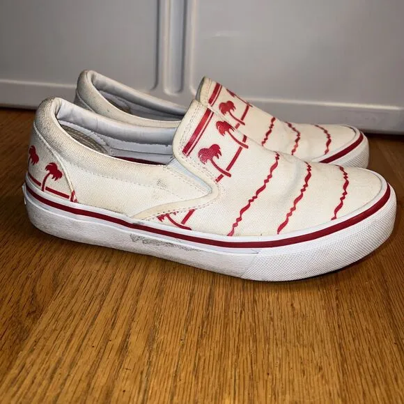 In-N-Out Burger Drink Cup‎ Shoes Sz Kids 6 Slip On Vans White/Red