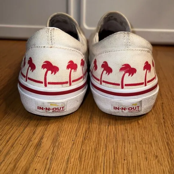 In-N-Out Burger Drink Cup‎ Shoes Sz Kids 6 Slip On Vans White/Red