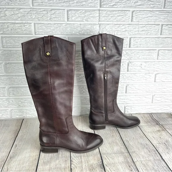 INC International Concepts Brown Leather Fawne Knee High Boots Size 7M