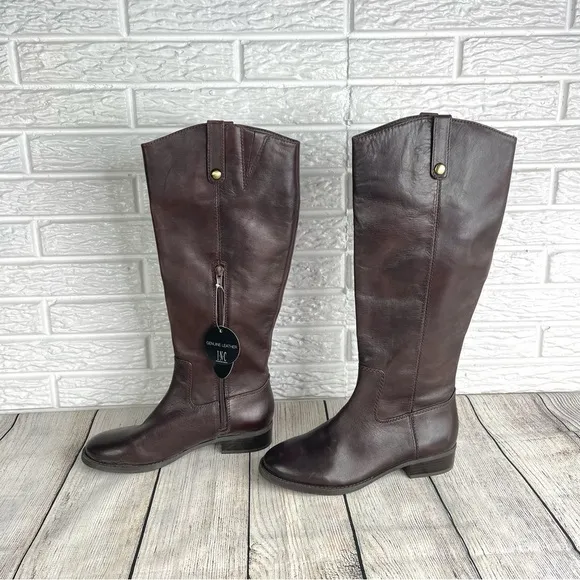 INC International Concepts Brown Leather Fawne Knee High Boots Size 7M