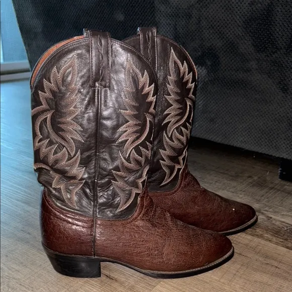 Intricate Brown Leather Cowboy Boots