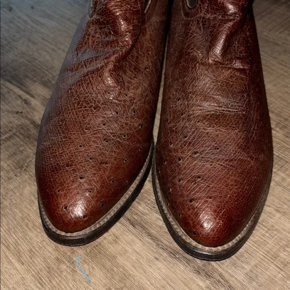 Intricate Brown Leather Cowboy Boots