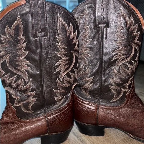 Intricate Brown Leather Cowboy Boots