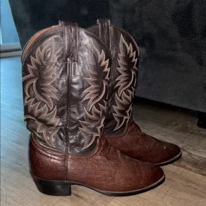 Intricate Brown Leather Cowboy Boots