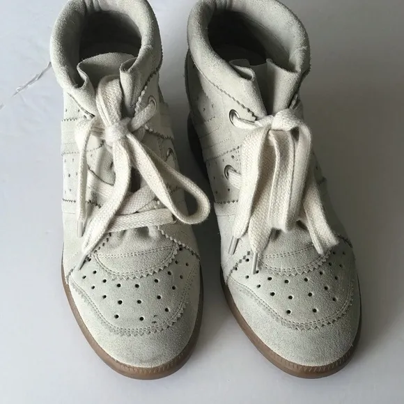 ISABEL MARANT, WEDGE SUEDE SNEAKERS.