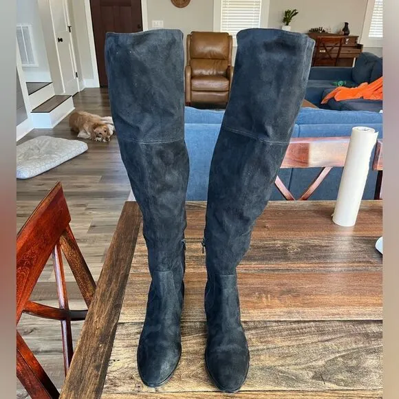 Ivanka Trump over the knee black suede boots size 8.5M