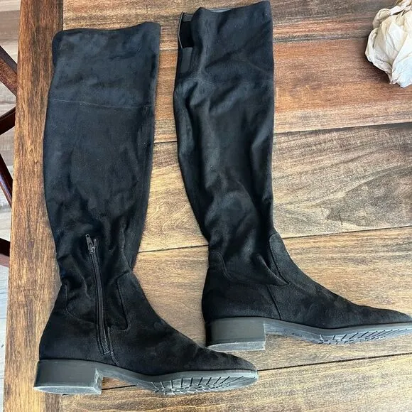 Ivanka Trump over the knee black suede boots size 8.5M