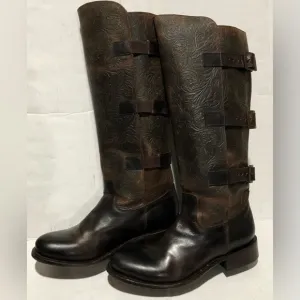 J B Dillon Etching Leather Boots