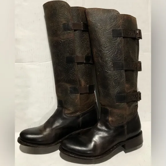 J B Dillon Etching Leather Boots